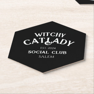 Witchy Cat Lady Social Club Custom Est. Datum Schw Untersetzer