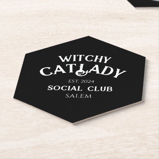 Witchy Cat Lady Social Club Custom Est. Datum Schw Untersetzer (angewinkelt)