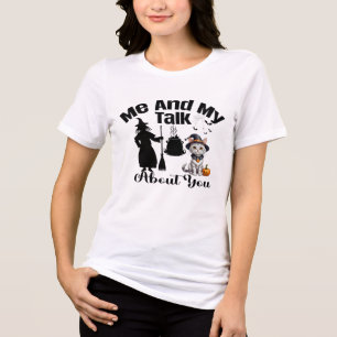 Witchy Cat und Cauldron Halloween T - Shirt