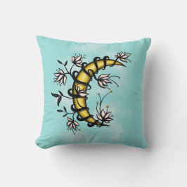 Witchy Crescent Moon Floral Wiccan Kissen