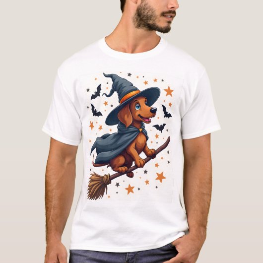 Witchy Dachshund Delight T-Shirt (Vorderseite)