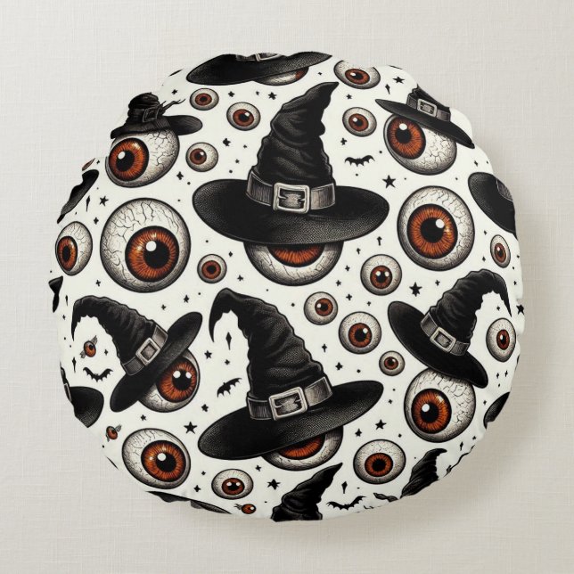 Witchy Eyes Rundes Kissen (Vorderseite)