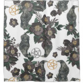 Witchy Floral & Pentagram Duschvorhang (Vorderseite)