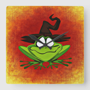 Witchy Frosch Quadratische Wanduhr