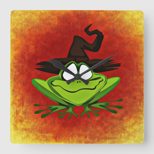 Witchy Frosch Quadratische Wanduhr (Vorderseite)