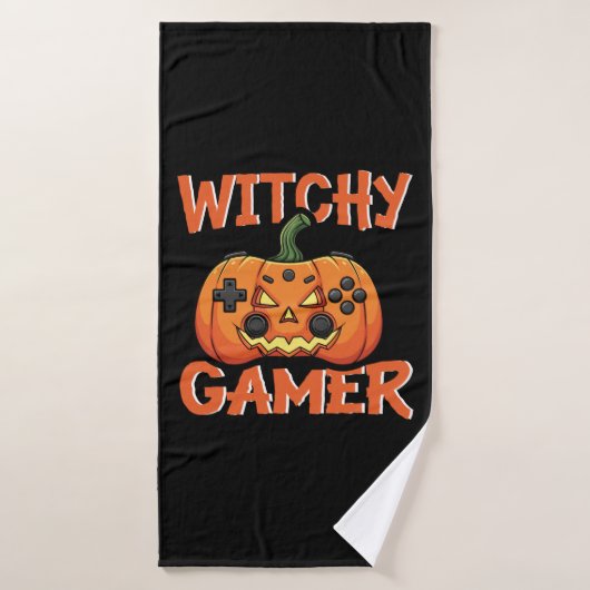 Witchy Gamer Halloween Badehandtuch (Badehandtuch)