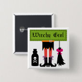 Witchy Girl Halloween T - Shirt und Geschenke Button (Vorne & Hinten)