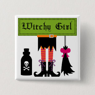 Witchy Girl Halloween T - Shirt und Geschenke Button