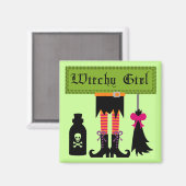 Witchy Girl Halloween T - Shirt und Geschenke Magnet (Vorderseite/Rückseite)
