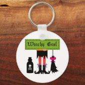 Witchy Girl Halloween T - Shirt und Geschenke Schlüsselanhänger (Vorderseite)