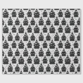 Witchy Goth Sassy Black & White Kitty Cat Geburtst Geschenkpapier (Flach)