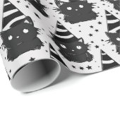 Witchy Goth Sassy Black & White Kitty Cat Geburtst Geschenkpapier (Rolleneckpunkt)