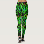 Witchy Green Flames Halloween Feuer Leggings (Rückseite)