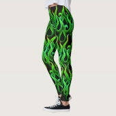 Witchy Green Flames Halloween Feuer Leggings (Links)