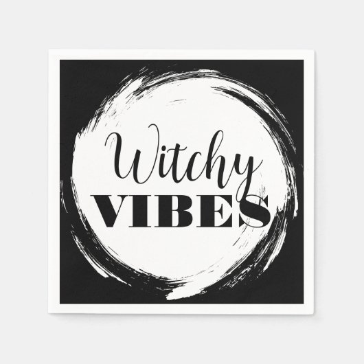 Witchy Halloween Black and White Serviette (Vorderseite)