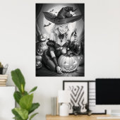 Witchy Halloween Coloring Poster (Heimbüro)
