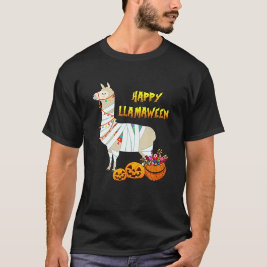 Witchy Halloween Llama Happy Llamaween Alpaca Mumm T-Shirt (Vorderseite)