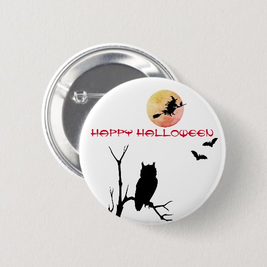 Witchy Halloween Moon Button Button (Vorne & Hinten)