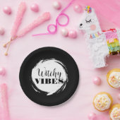 Witchy Halloween Party Black and White Pappteller (Party)