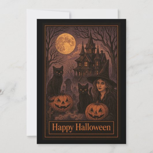 Witchy Haunted House Halloween Party Einladung (Vorderseite)