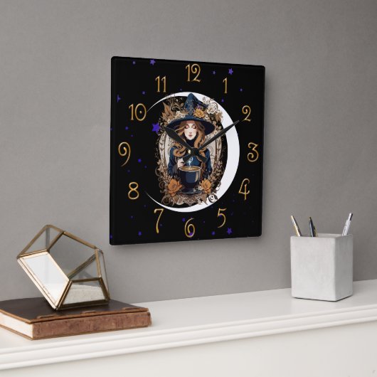Witchy Kitchen Quadratische Wanduhr (Büro)