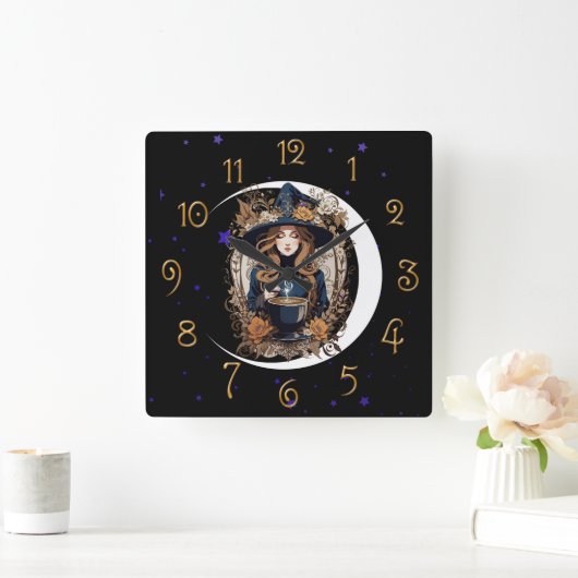 Witchy Kitchen Quadratische Wanduhr (Zuhause)