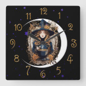 Witchy Kitchen Quadratische Wanduhr (Vorderseite)