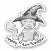 Witchy Kitty Halloween Aufkleber (Vorderseite)