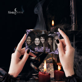 Witchy Lavender Halloween Photo Thank You Card Dankeskarte