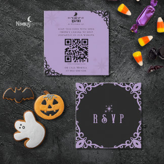 Witchy Lavender Halloween Quick Response Card Quadratische Visitenkarte