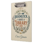 Witchy Librarian Library Card Book Lover Custom Klemmbrett (Links)