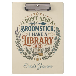 Witchy Librarian Library Card Book Lover Custom Klemmbrett