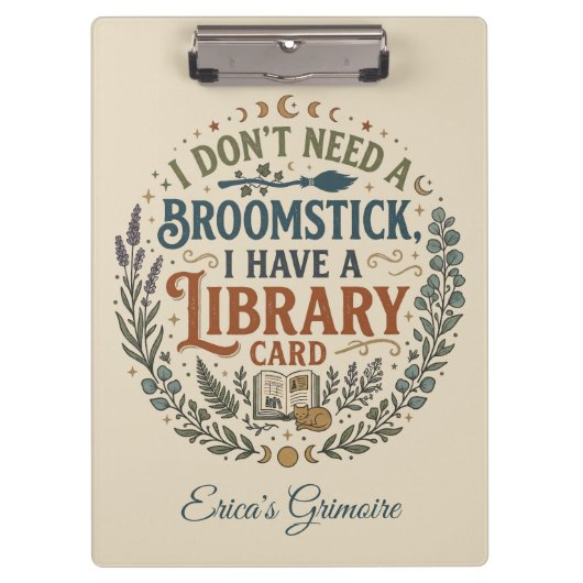 Witchy Librarian Library Card Book Lover Custom Klemmbrett (Vorderseite)