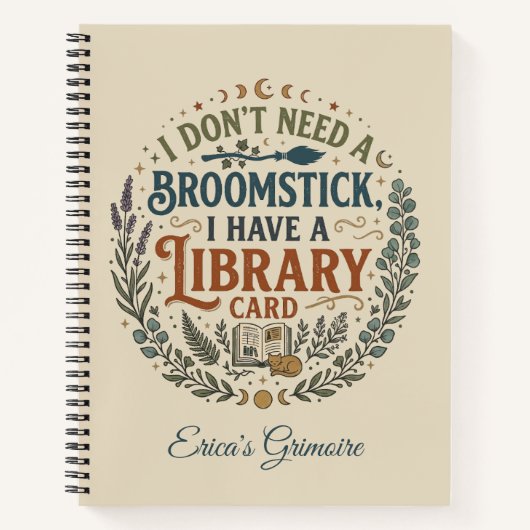 Witchy Librarian Library Card Book Lover Custom Notizblock (Vorderseite)