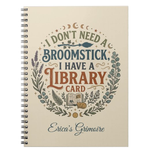 Witchy Librarian Library Card Book Lover Custom Notizblock (Vorderseite)
