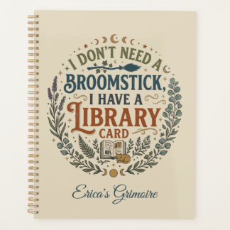 Witchy Librarian Library Card Book Lover Custom Planer