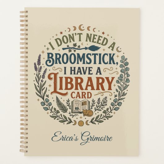 Witchy Librarian Library Card Book Lover Custom Planer (Vorderseite)