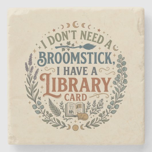 Witchy Librarian Library Card Book Lover Custom Steinuntersetzer (Vorderseite)