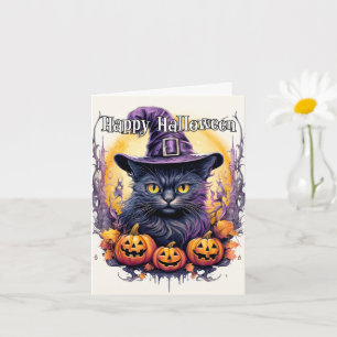 Witchy Little Kitty Cat Frohe Halloween Karte