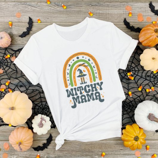 Witchy Mama Mom Mother Rainbow Groovy Halloween T-Shirt