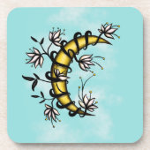 Witchy Moon Floral Boho Art Getränkeuntersetzer (Vorderseite)