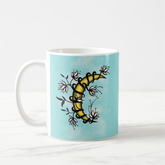 Witchy Moon Floral Boho Art Kaffeetasse (Links)