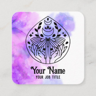 Witchy Mystic Moth Moon Spiritual Business Card Quadratische Visitenkarte