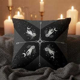 Witchy Noir Celestial Moon Black and White Kissen