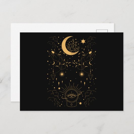 Witchy Pastel Goth Crescent Postkarte (Vorne/Hinten)
