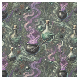 Witchy Pattern-Cauldron und Potion Design Stoff