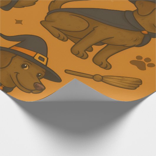 Witchy Paws & Pumpkin Howls Halloween-Muster Geschenkpapier (Ecke)