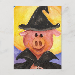 Witchy Pig Postkarte