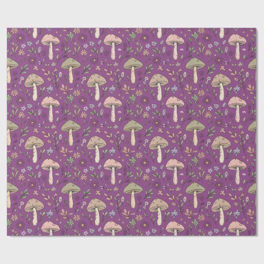 Witchy Plum Purple Fungi Seamless Pattern Gift Geschenkpapier (Flach)