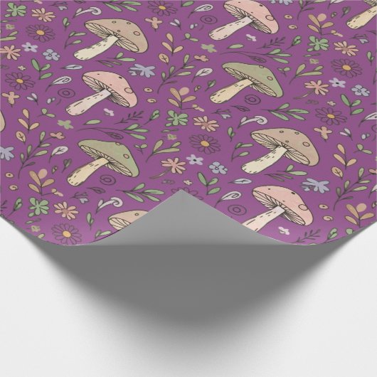 Witchy Plum Purple Fungi Seamless Pattern Gift Geschenkpapier (Ecke)